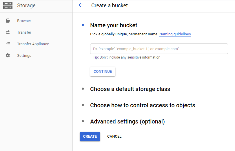 Oracle to BigQuery - GCP Create Bucket